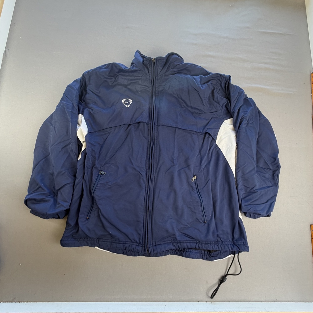 Vintage Nike Team Jacket Mens Medium Blue White Full Zip Nylon Windbreaker 90s